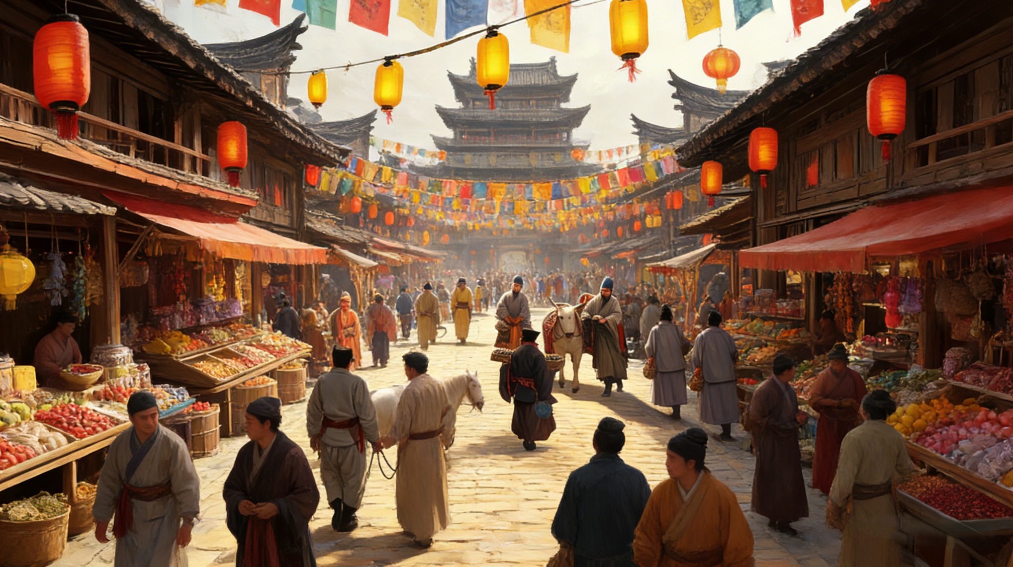 古代热闹的集市街道